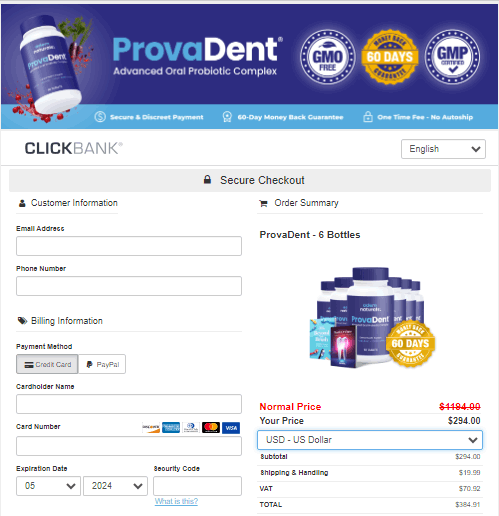 ProvaDent - Checkout Page